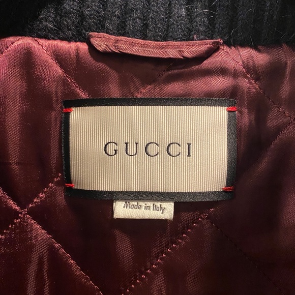 Gucci Men's Blue Wool Bomber Jacket With Bees And Stars Large Size 50 - Picture 2 of 11